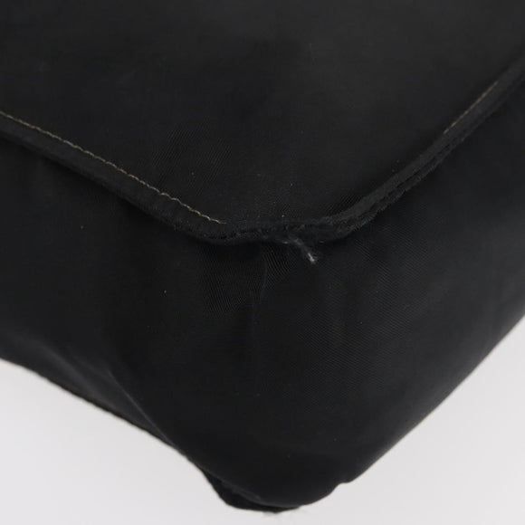 CHANEL Hand Bag Nylon Black Silver CC Auth 176247