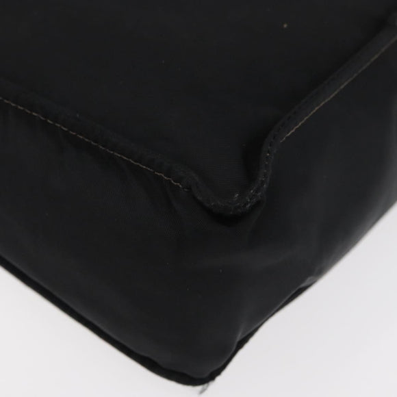 CHANEL Hand Bag Nylon Black Silver CC Auth 176247