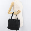CHANEL Hand Bag Nylon Black Silver CC Auth 176247-21