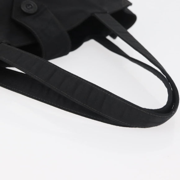 CHANEL Hand Bag Nylon Black Silver CC Auth 176247