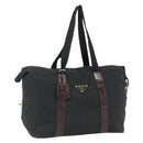 PRADA Boston Bag Nylon Black Gold Auth 176251-1