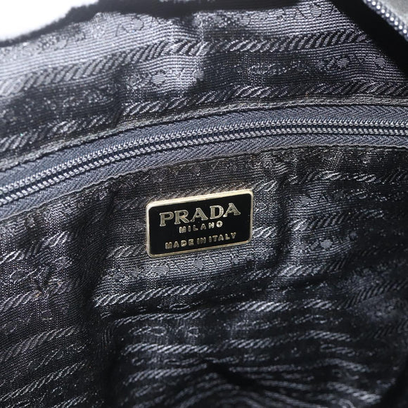 PRADA Boston Bag Nylon Black Gold Auth 176251
