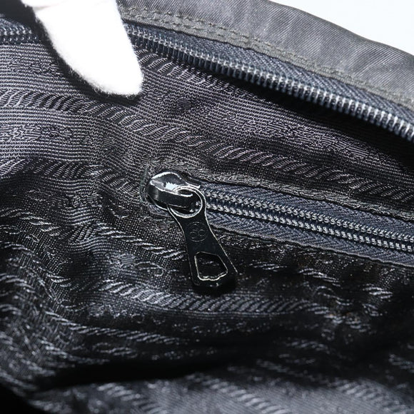 PRADA Boston Bag Nylon Black Gold Auth 176251
