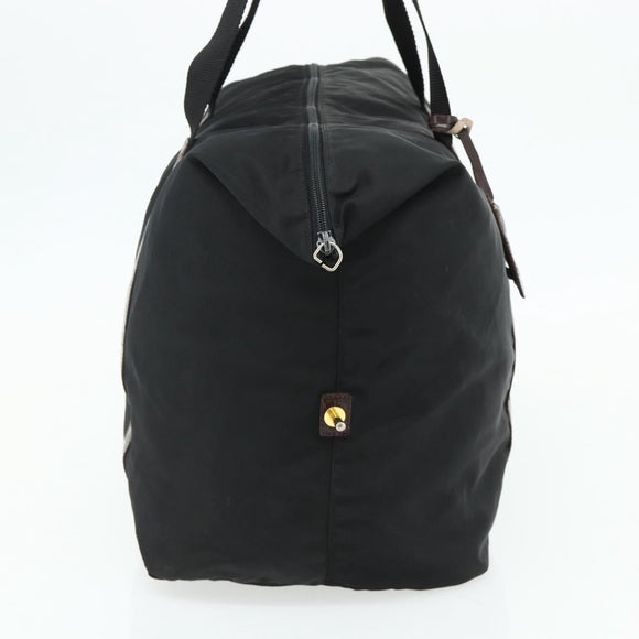 PRADA Boston Bag Nylon Black Gold Auth 176251