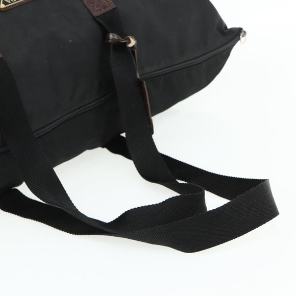 PRADA Boston Bag Nylon Black Gold Auth 176251
