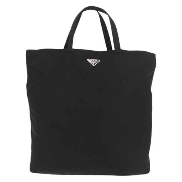 PRADA Robot Tote Bag Nylon Black Silver Auth 176252