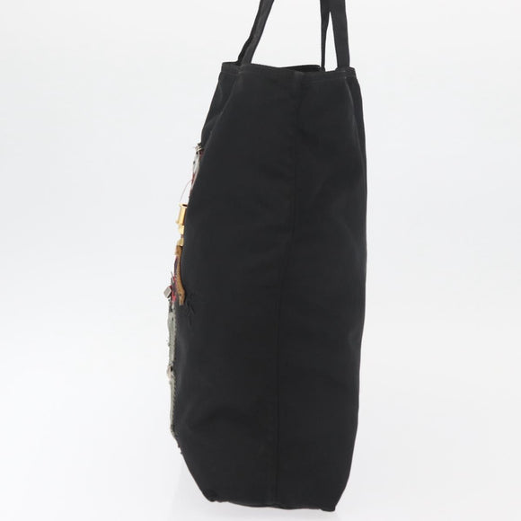 PRADA Robot Tote Bag Nylon Black Silver Auth 176252