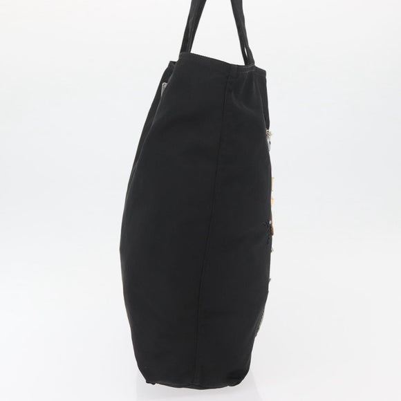 PRADA Robot Tote Bag Nylon Black Silver Auth 176252