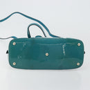 GUCCI Micro GG Canvas Bag Patent Leather 2way Turquoise Blue 309617 Auth 176255-5