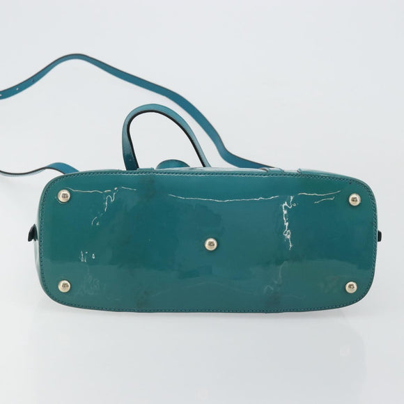 GUCCI Micro GG Canvas Bag Patent Leather 2way Turquoise Blue 309617 Auth 176255