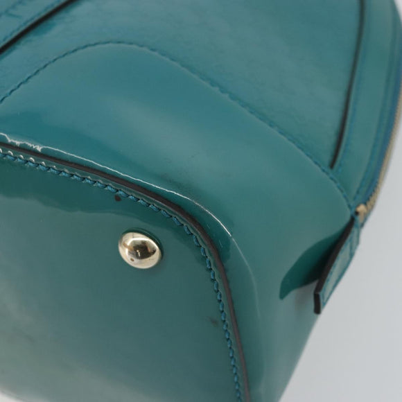 GUCCI Micro GG Canvas Bag Patent Leather 2way Turquoise Blue 309617 Auth 176255