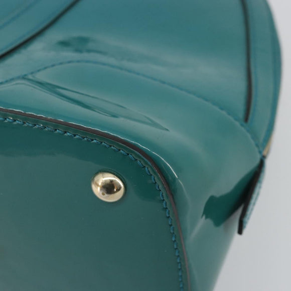 GUCCI Micro GG Canvas Bag Patent Leather 2way Turquoise Blue 309617 Auth 176255
