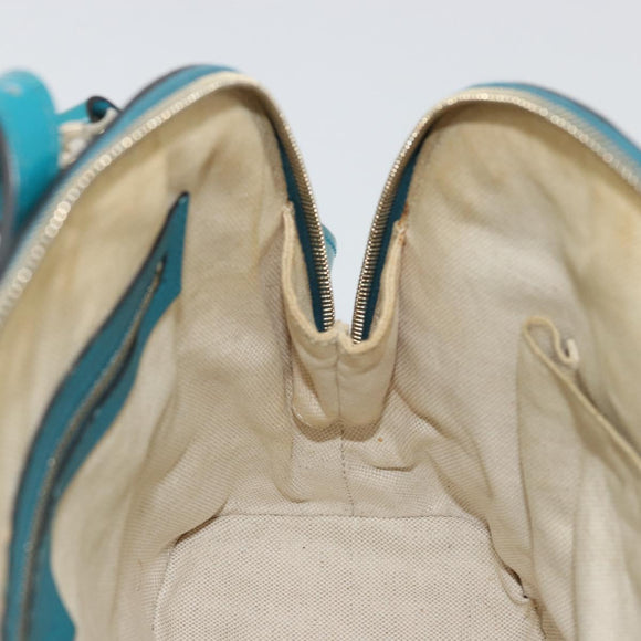 GUCCI Micro GG Canvas Bag Patent Leather 2way Turquoise Blue 309617 Auth 176255
