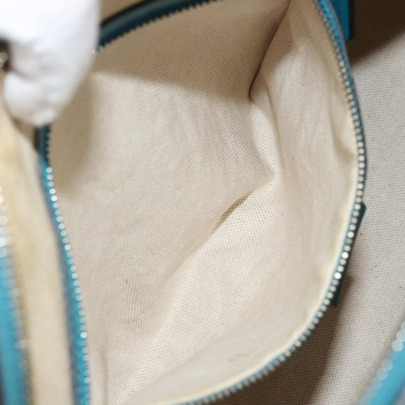 GUCCI Micro GG Canvas Bag Patent Leather 2way Turquoise Blue 309617 Auth 176255