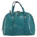 GUCCI Micro GG Canvas Bag Patent Leather 2way Turquoise Blue 309617 Auth 176255-13