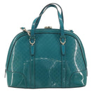 GUCCI Micro GG Canvas Bag Patent Leather 2way Turquoise Blue 309617 Auth 176255-2