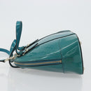GUCCI Micro GG Canvas Bag Patent Leather 2way Turquoise Blue 309617 Auth 176255-4