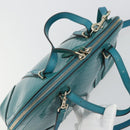 GUCCI Micro GG Canvas Bag Patent Leather 2way Turquoise Blue 309617 Auth 176255-6