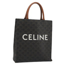 CELINE Triomphe Canvas Vertical Cabas Tote Bag PVC Dark Brown Gold Auth 176256-1