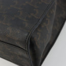 CELINE Triomphe Canvas Vertical Cabas Tote Bag PVC Dark Brown Gold Auth 176256-12