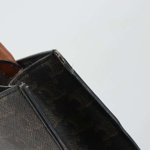 CELINE Triomphe Canvas Vertical Cabas Tote Bag PVC Dark Brown Gold Auth 176256
