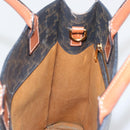 CELINE Triomphe Canvas Vertical Cabas Tote Bag PVC Dark Brown Gold Auth 176256-17