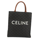 CELINE Triomphe Canvas Vertical Cabas Tote Bag PVC Dark Brown Gold Auth 176256-2