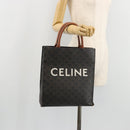 CELINE Triomphe Canvas Vertical Cabas Tote Bag PVC Dark Brown Gold Auth 176256-21