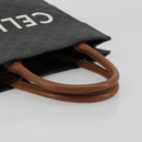 CELINE Triomphe Canvas Vertical Cabas Tote Bag PVC Dark Brown Gold Auth 176256-7