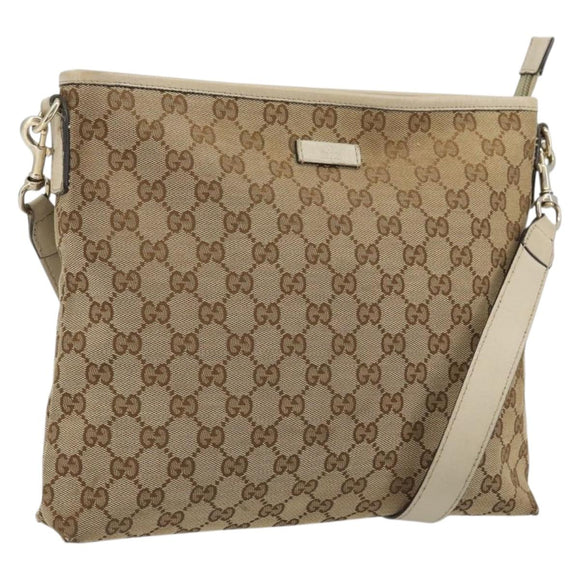 GUCCI GG Canvas Shoulder Bag Beige Gold 388924 Auth 176257