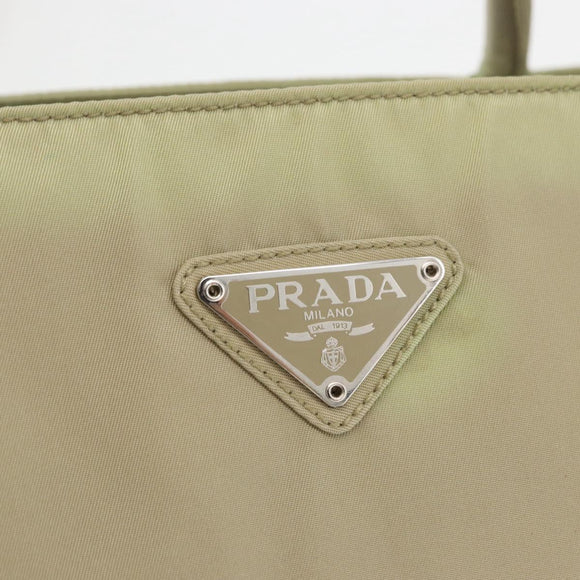 PRADA Hand Bag Nylon Green Silver Auth 176258