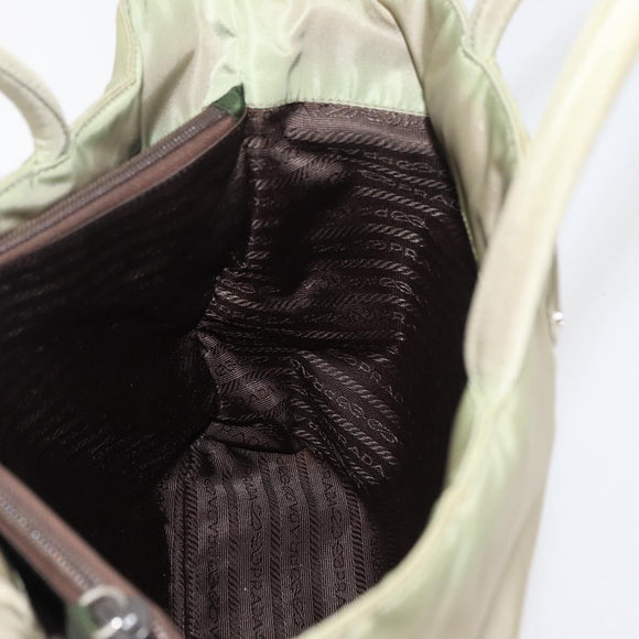 PRADA Hand Bag Nylon Green Silver Auth 176258