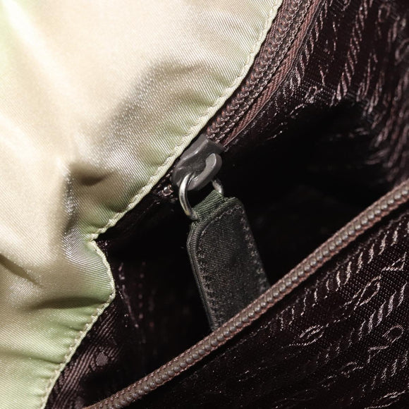 PRADA Hand Bag Nylon Green Silver Auth 176258