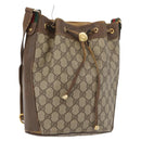 GUCCI GG Supreme Web Sherry Line Bag PVC Beige Gold 72 02 034 Auth 176268-1