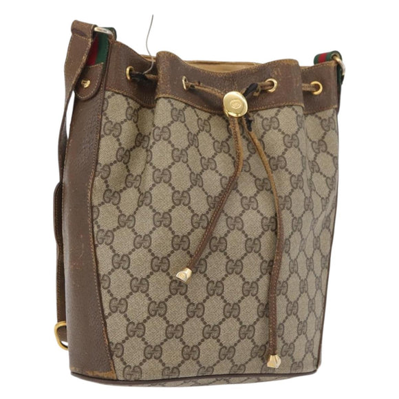 GUCCI GG Supreme Web Sherry Line Bag PVC Beige Gold 72 02 034 Auth 176268