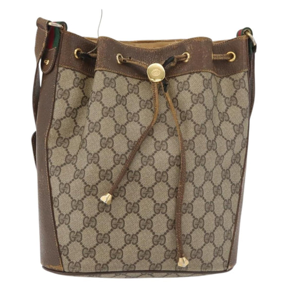 GUCCI GG Supreme Web Sherry Line Bag PVC Beige Gold 72 02 034 Auth 176268