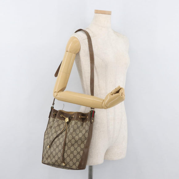 GUCCI GG Supreme Web Sherry Line Bag PVC Beige Gold 72 02 034 Auth 176268