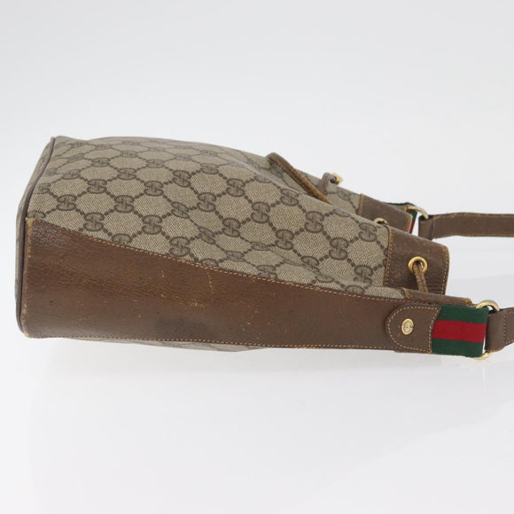 GUCCI GG Supreme Web Sherry Line Bag PVC Beige Gold 72 02 034 Auth 176268