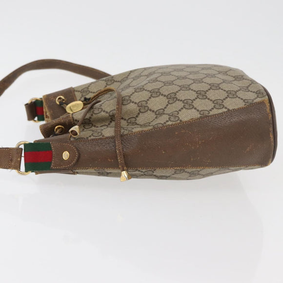 GUCCI GG Supreme Web Sherry Line Bag PVC Beige Gold 72 02 034 Auth 176268