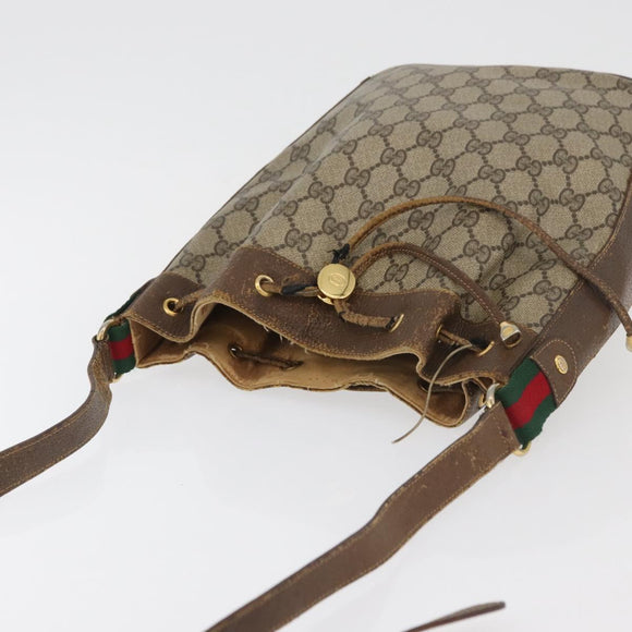 GUCCI GG Supreme Web Sherry Line Bag PVC Beige Gold 72 02 034 Auth 176268