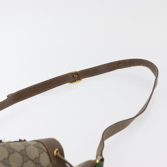 GUCCI GG Supreme Web Sherry Line Bag PVC Beige Gold 72 02 034 Auth 176268