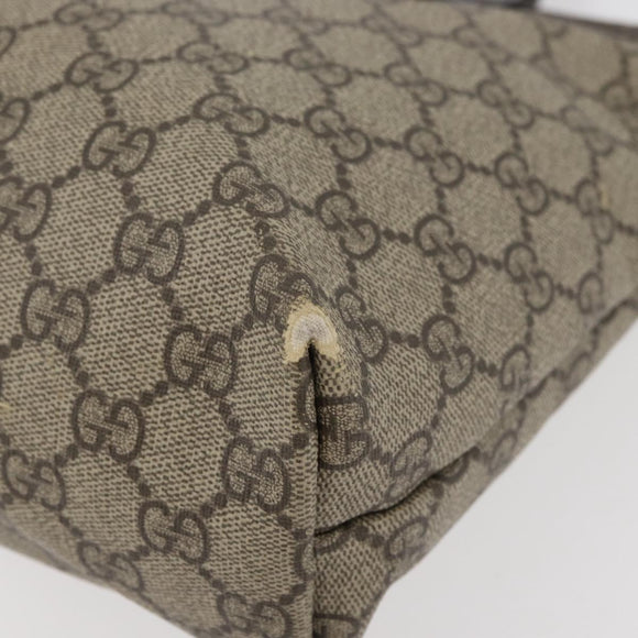 GUCCI GG Supreme Tote Bag PVC Beige Silver 211138 Auth 176269