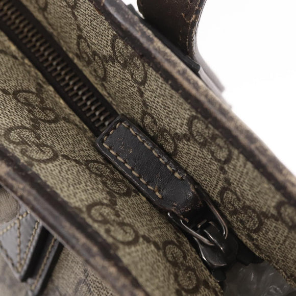 GUCCI GG Supreme Tote Bag PVC Beige Silver 211138 Auth 176269