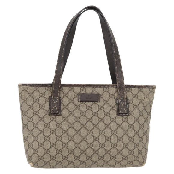 GUCCI GG Supreme Tote Bag PVC Beige Silver 211138 Auth 176269