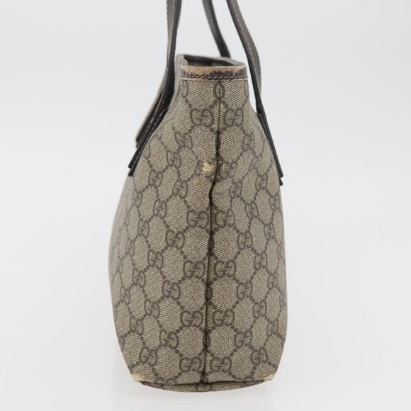 GUCCI GG Supreme Tote Bag PVC Beige Silver 211138 Auth 176269