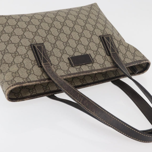 GUCCI GG Supreme Tote Bag PVC Beige Silver 211138 Auth 176269