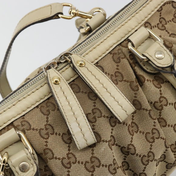 GUCCI GG Canvas Hand Bag 2way Beige Gold 247902 Auth 176270