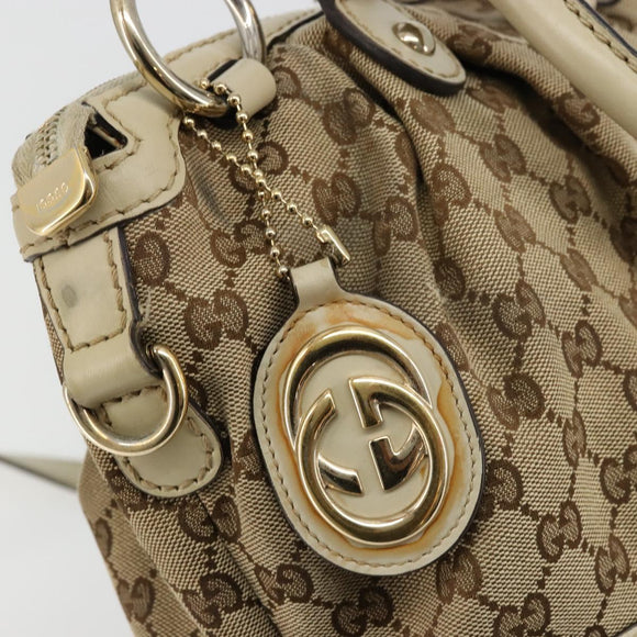 GUCCI GG Canvas Hand Bag 2way Beige Gold 247902 Auth 176270