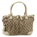 GUCCI GG Canvas Hand Bag 2way Beige Gold 247902 Auth 176270-13