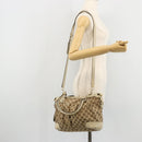 GUCCI GG Canvas Hand Bag 2way Beige Gold 247902 Auth 176270-26